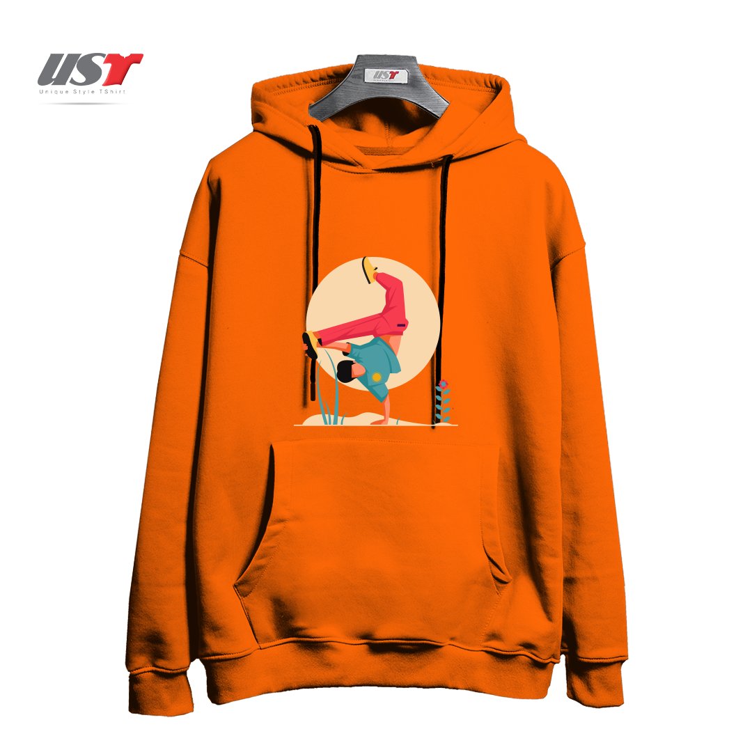 طرح Life Style-1 هودی اورسایزرنگ نارنجی