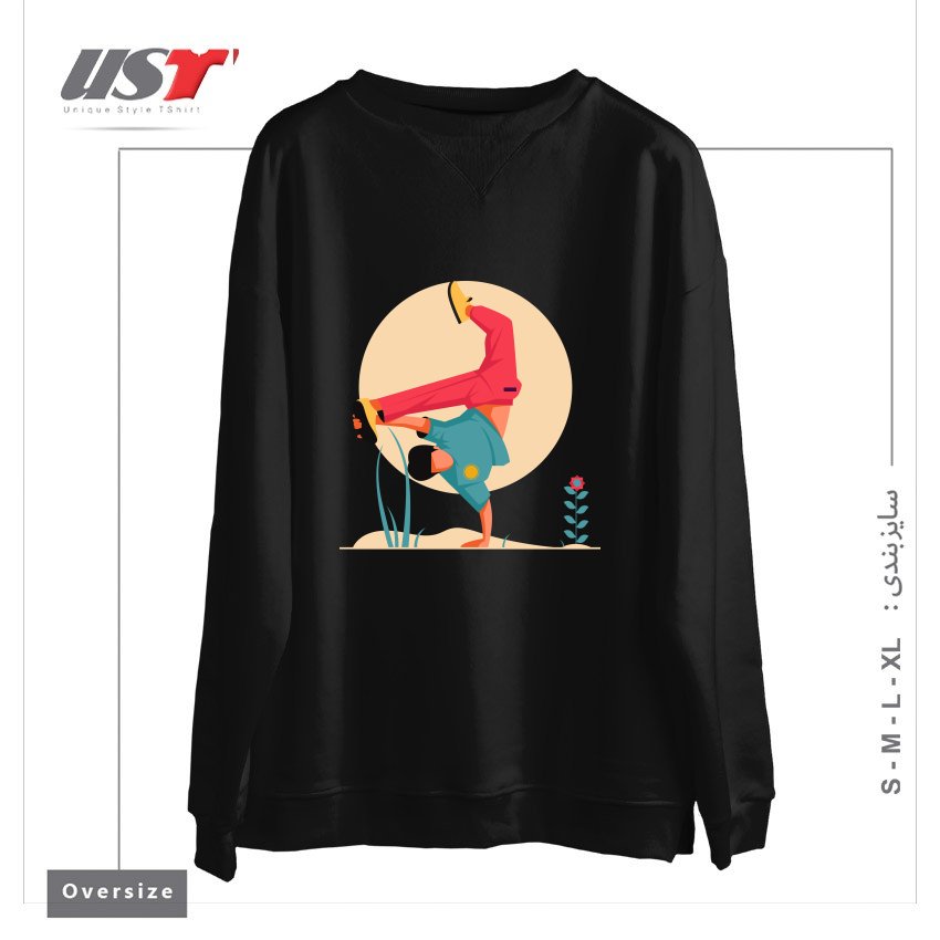 طرح Life Style-1 سوییشرت اورسایزرنگ مشکی