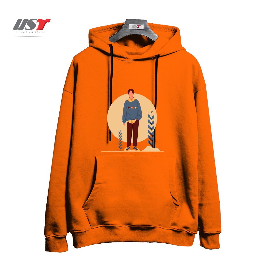 طرح Life Style2 هودی اورسایزرنگ نارنجی