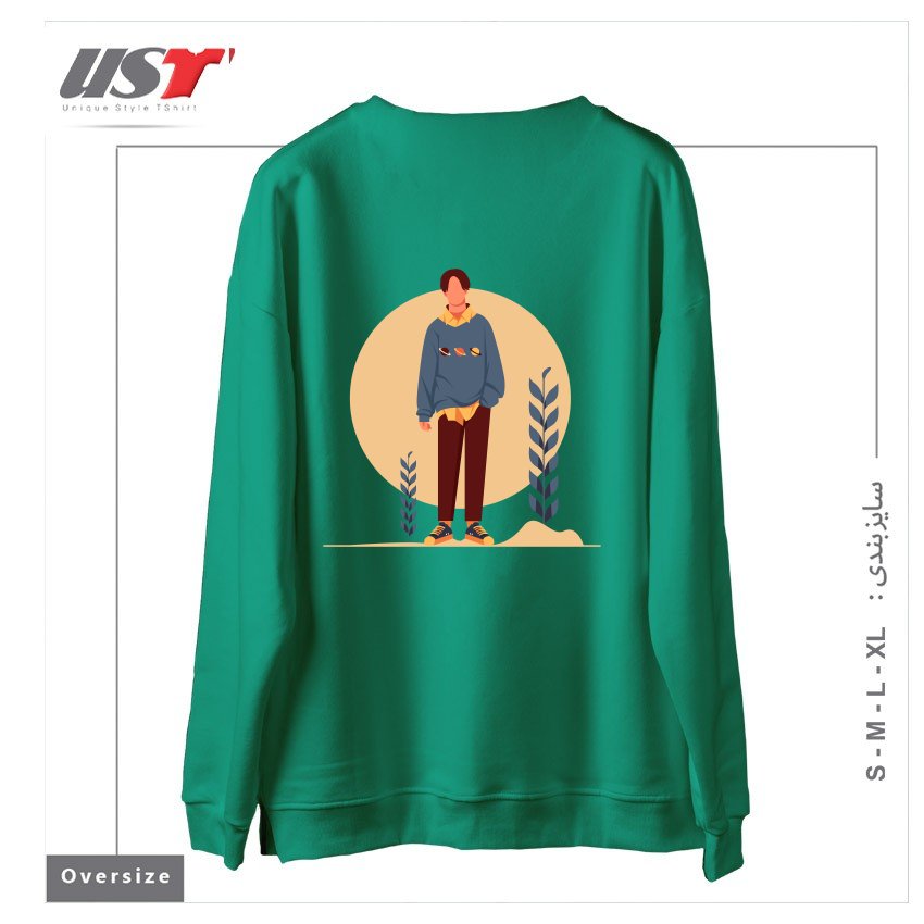 طرح Life Style2 سوییشرت اورسایزرنگ سبز سدری