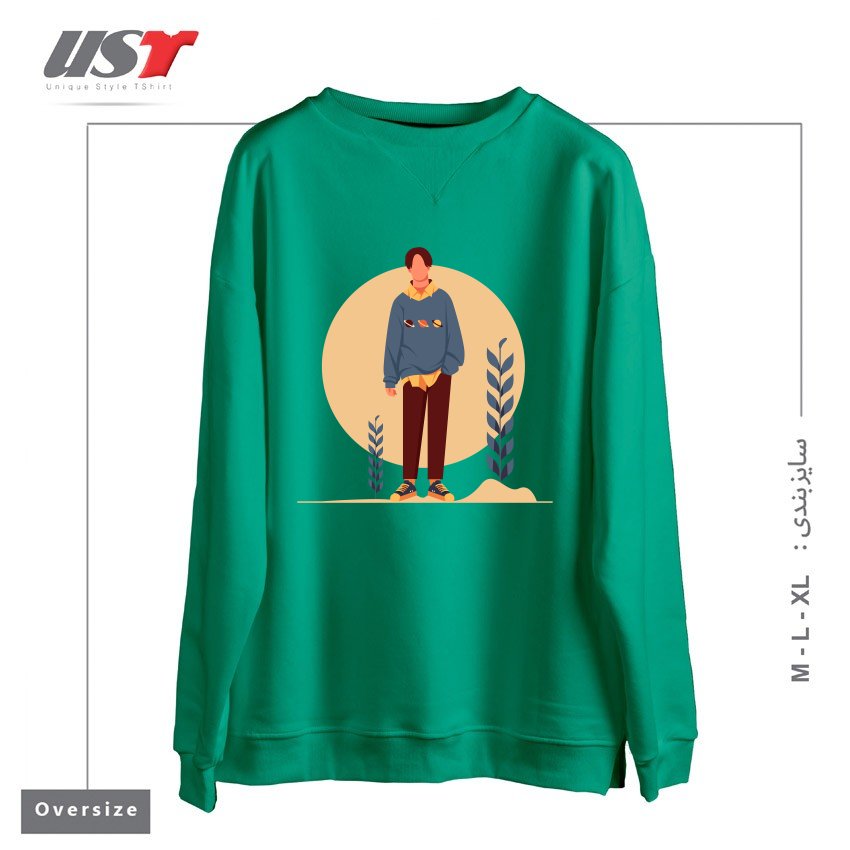 طرح Life Style2 سوییشرت اورسایزرنگ سبز سدری