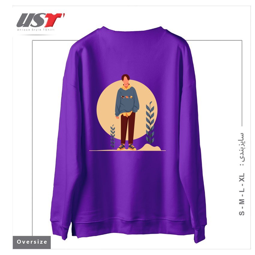 طرح Life Style2 سوییشرت اورسایزرنگ بنفش