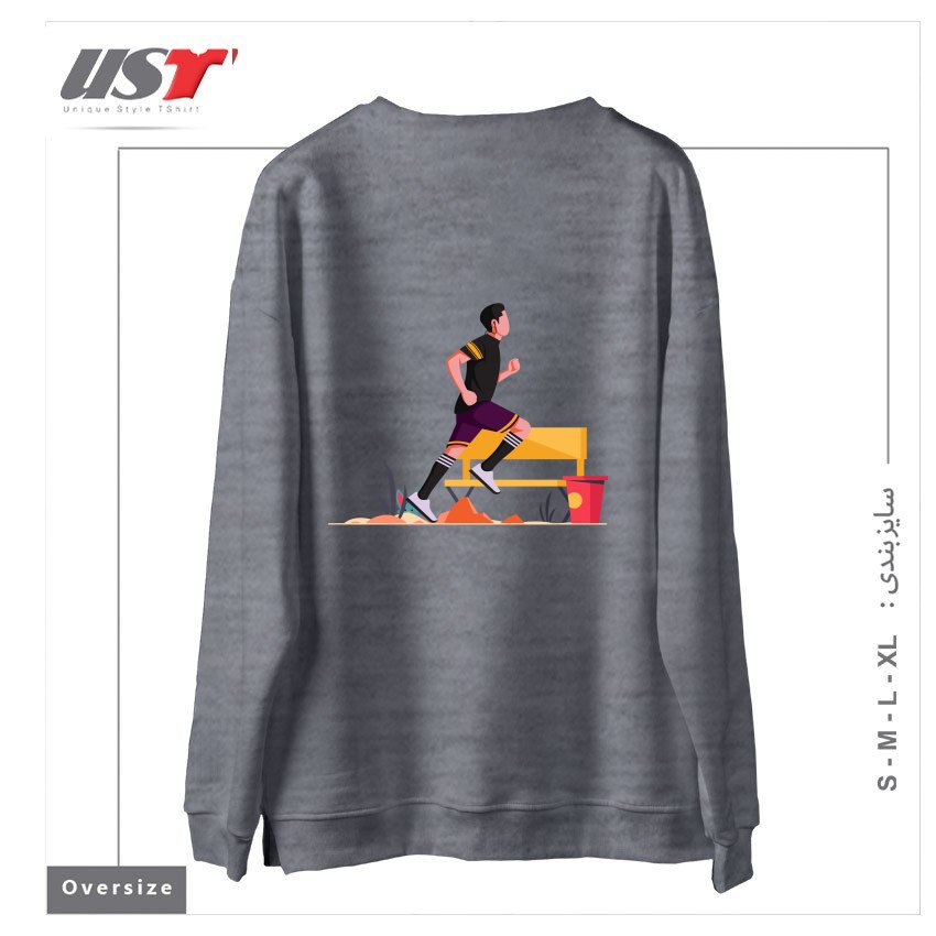 طرح Life Style3 سوییشرت اورسایزرنگ طوسی ملانژ