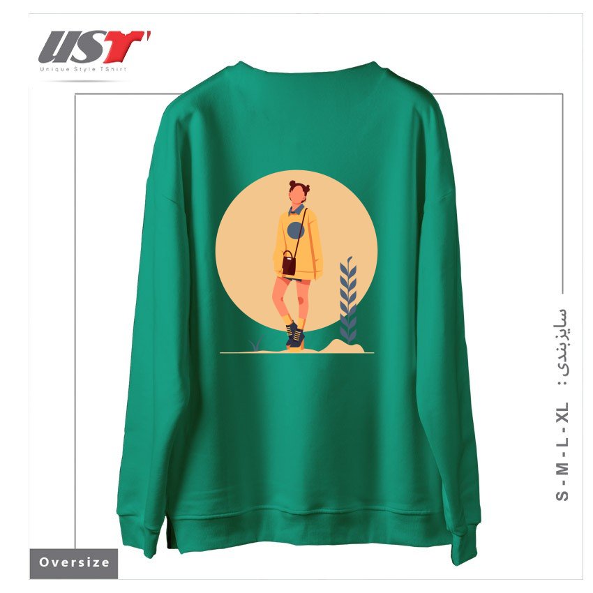 طرح Life Style4 سوییشرت اورسایزرنگ سبز سدری