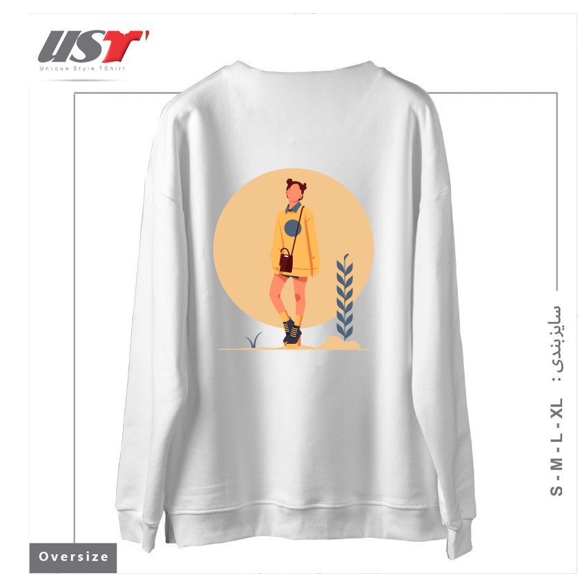 طرح Life Style4 سوییشرت اورسایزرنگ سفید