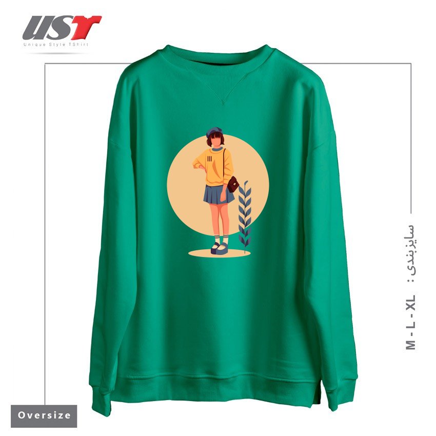 طرح Life Style6 سوییشرت اورسایزرنگ سبز سدری