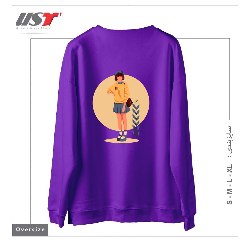 طرح Life Style6 سوییشرت اورسایزرنگ بنفش