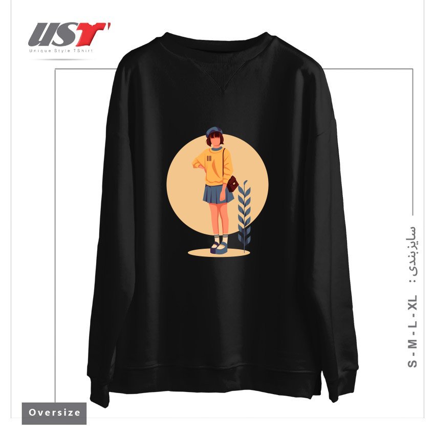 طرح Life Style6 سوییشرت اورسایزرنگ مشکی