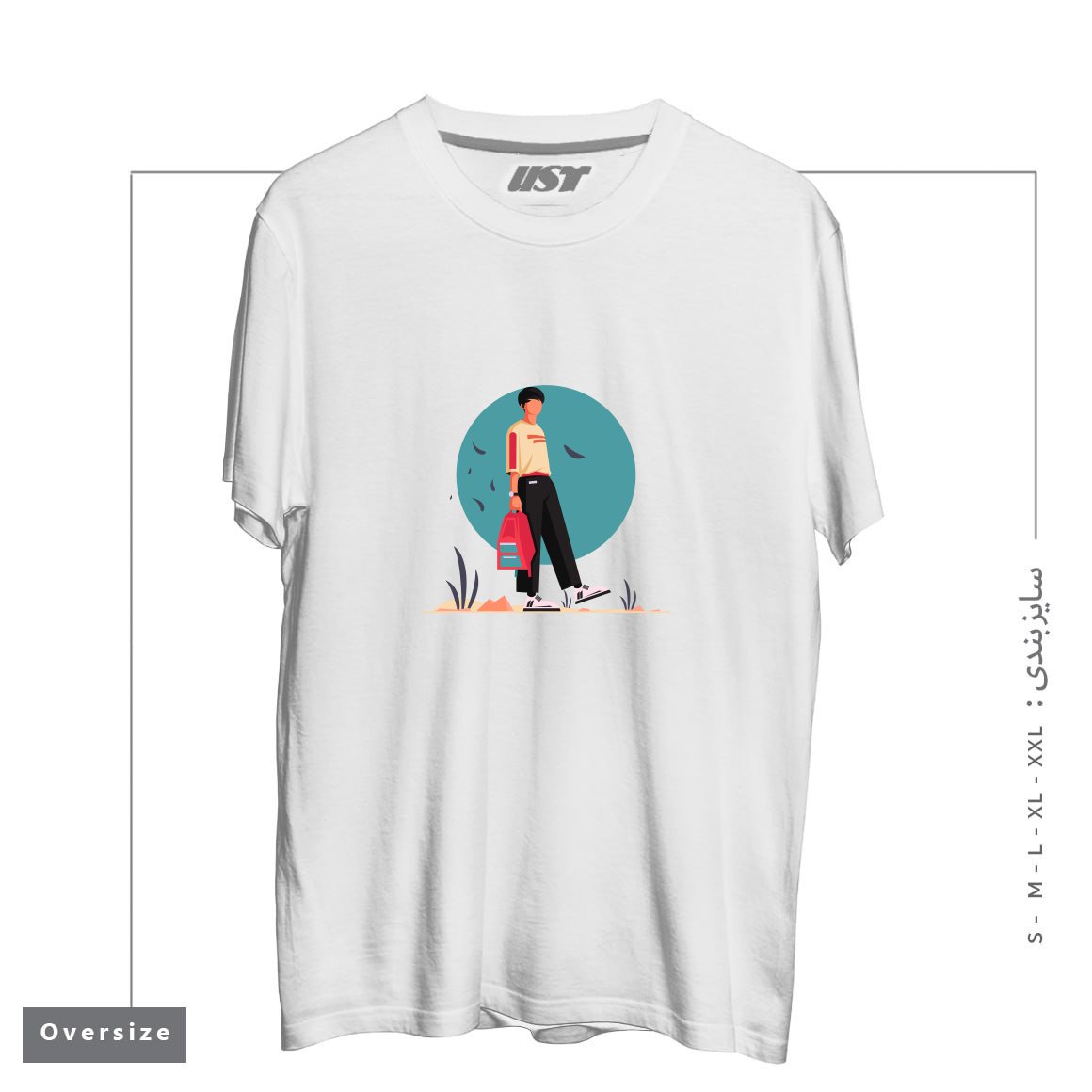 طرح Life Style8 تیشرت اورسایزرنگ سفید