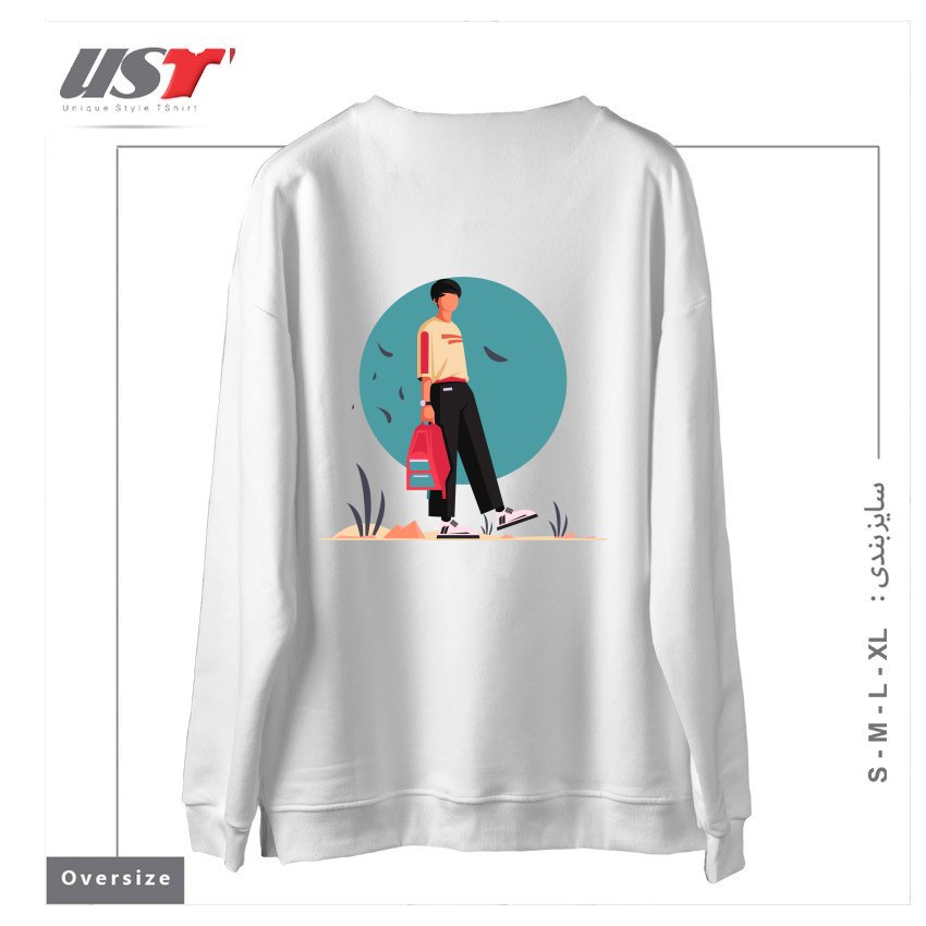 طرح Life Style8 سوییشرت اورسایزرنگ سفید