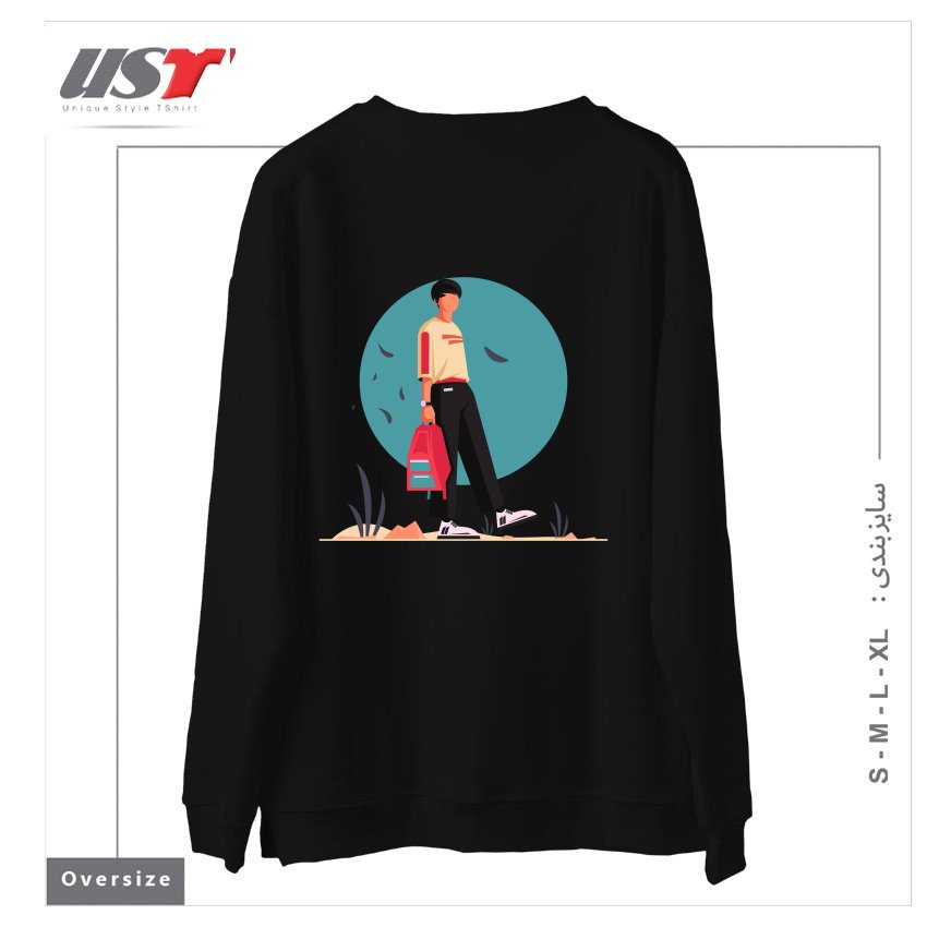 طرح Life Style8 سوییشرت اورسایزرنگ مشکی