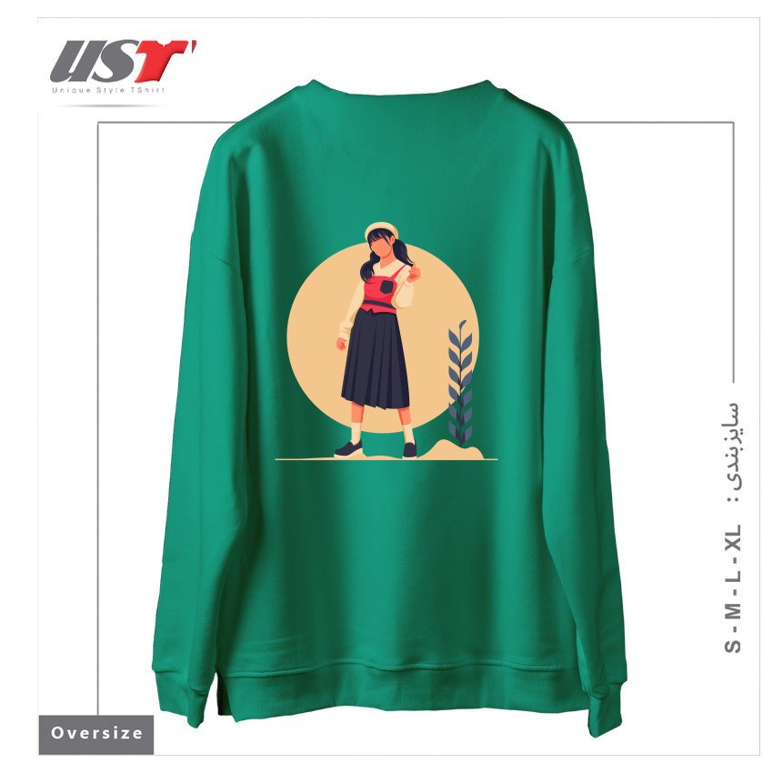 طرح Life Style10 سوییشرت اورسایزرنگ سبز سدری