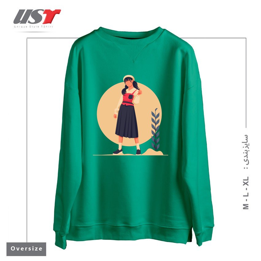 طرح Life Style10 سوییشرت اورسایزرنگ سبز سدری