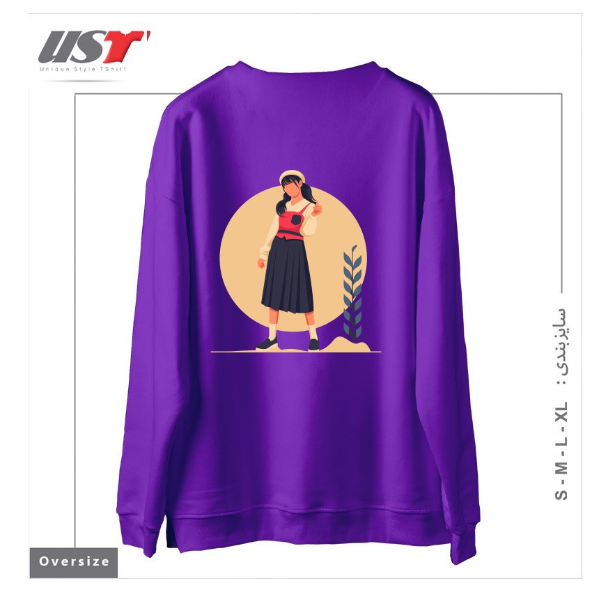 طرح Life Style10 سوییشرت اورسایزرنگ بنفش