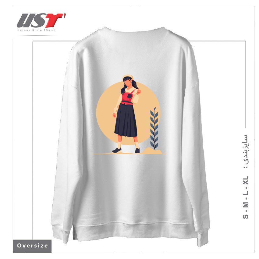 طرح Life Style10 سوییشرت اورسایزرنگ سفید