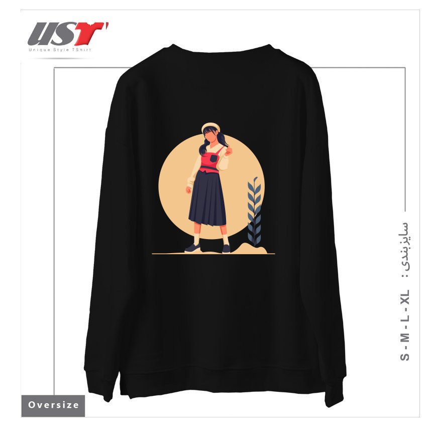 طرح Life Style10 سوییشرت اورسایزرنگ مشکی