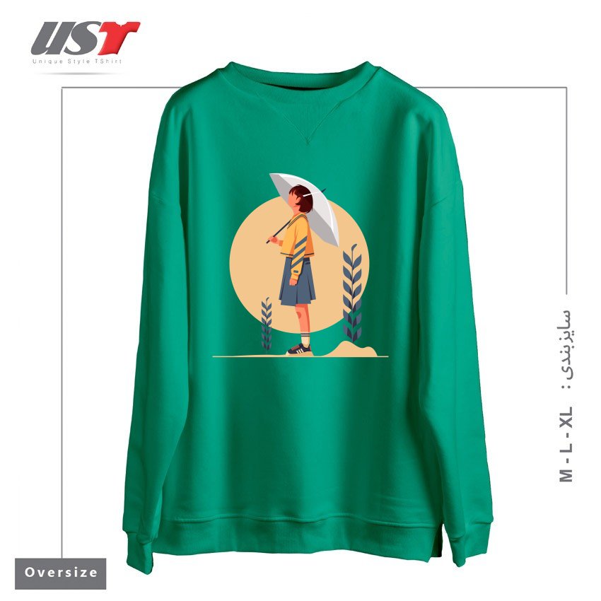 طرح Life Style12 سوییشرت اورسایزرنگ سبز سدری