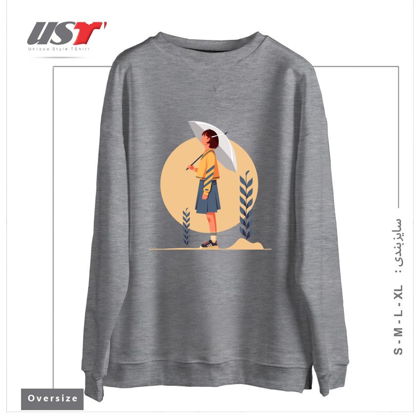 طرح Life Style12 سوییشرت اورسایزرنگ طوسی ملانژ