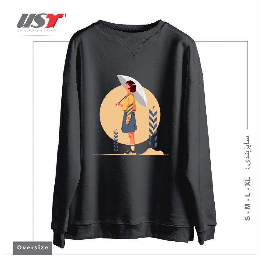 طرح Life Style12 سوییشرت اورسایزرنگ دودی