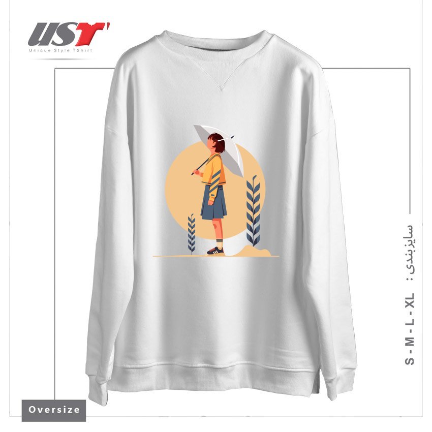 طرح Life Style12 سوییشرت اورسایزرنگ سفید