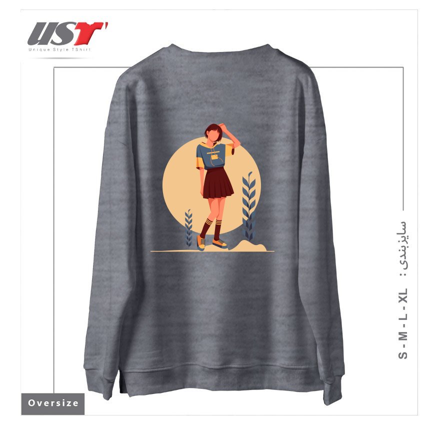 طرح Life Style13 سوییشرت اورسایزرنگ طوسی ملانژ