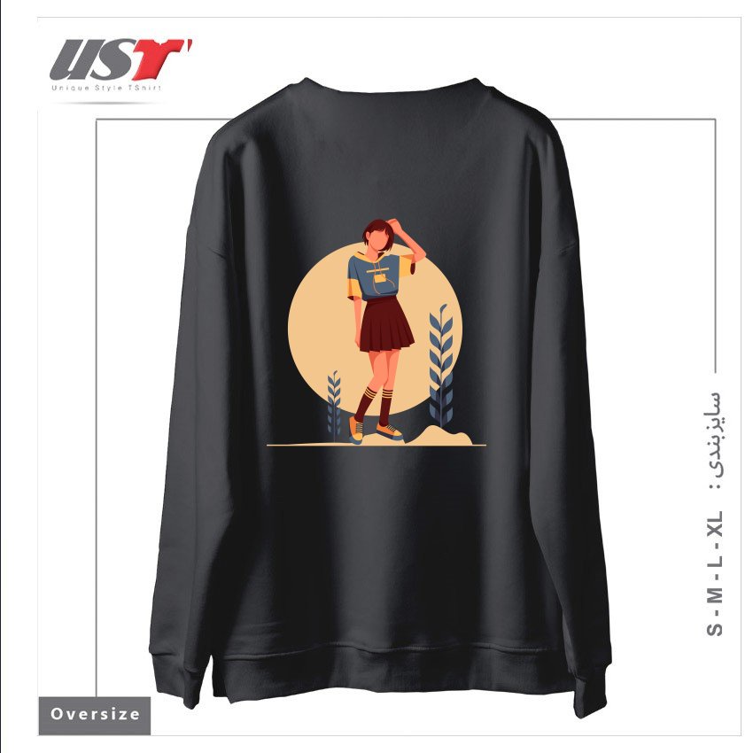 طرح Life Style13 سوییشرت اورسایزرنگ دودی