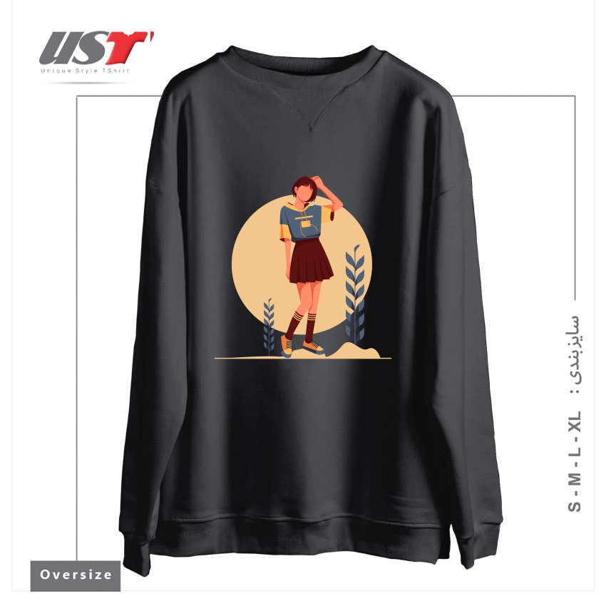 طرح Life Style13 سوییشرت اورسایزرنگ دودی