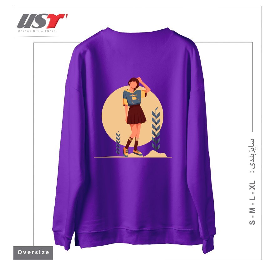 طرح Life Style13 سوییشرت اورسایزرنگ بنفش