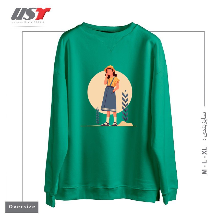 طرح Life Style14 سوییشرت اورسایزرنگ سبز سدری