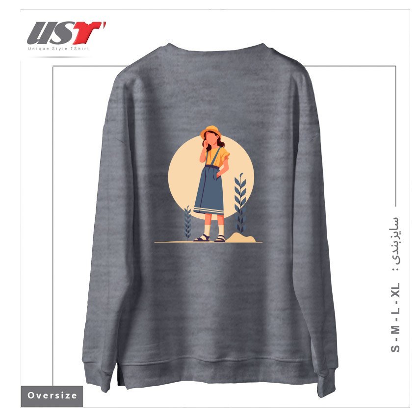 طرح Life Style14 سوییشرت اورسایزرنگ طوسی ملانژ