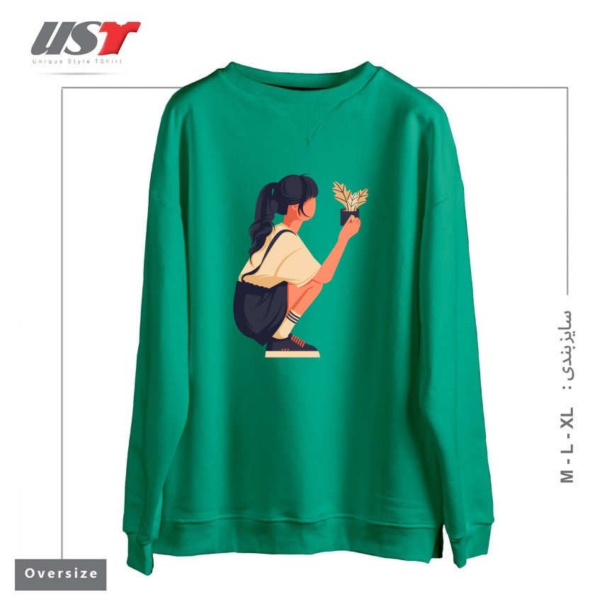 طرح Life Style15 سوییشرت اورسایزرنگ سبز سدری