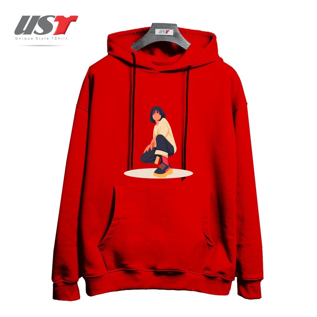 طرح Life Style16 هودی اورسایزرنگ قرمز