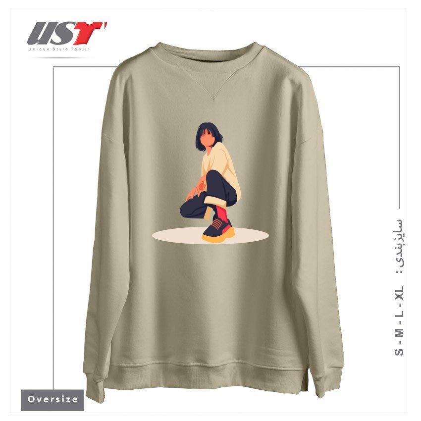 طرح Life Style16 سوییشرت اورسایزرنگ نخودی