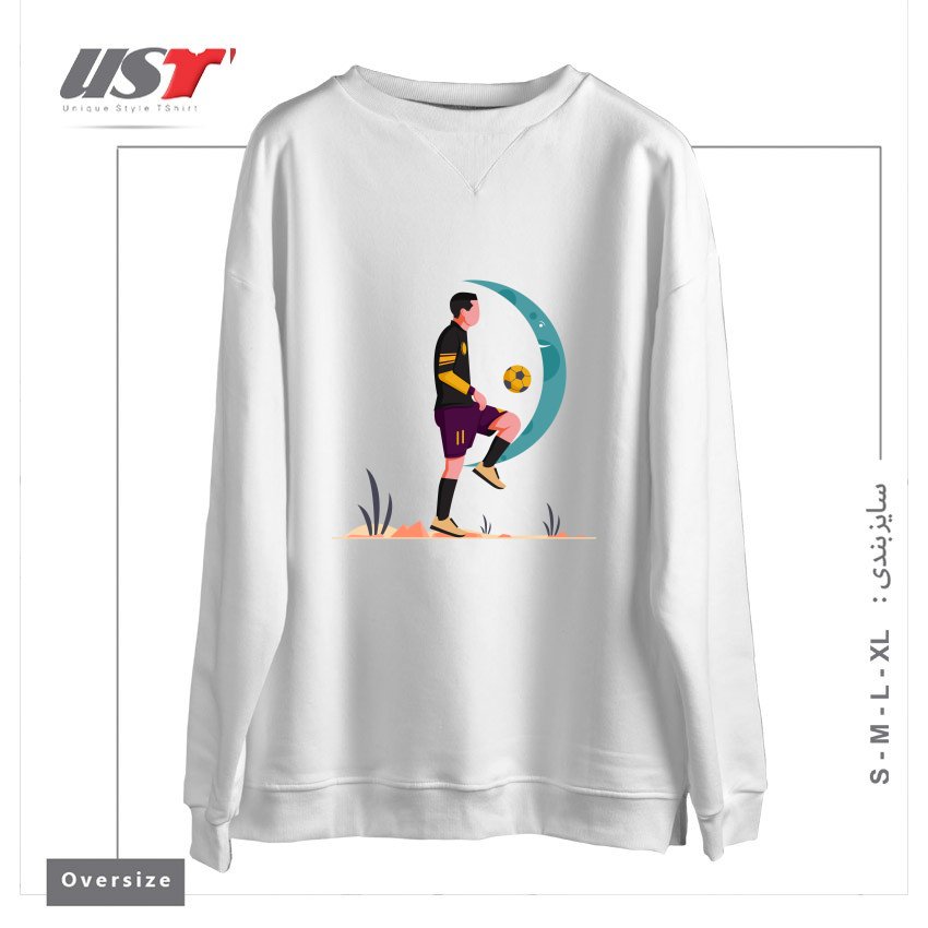 طرح Life Style17 سوییشرت اورسایزرنگ سفید