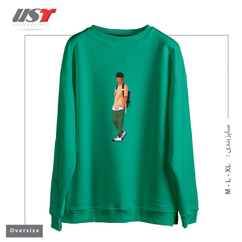 طرح Life Style18 سوییشرت اورسایزرنگ سبز سدری