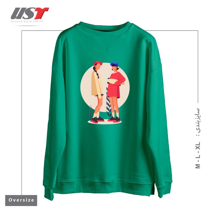 طرح Life Style19 سوییشرت اورسایزرنگ سبز سدری