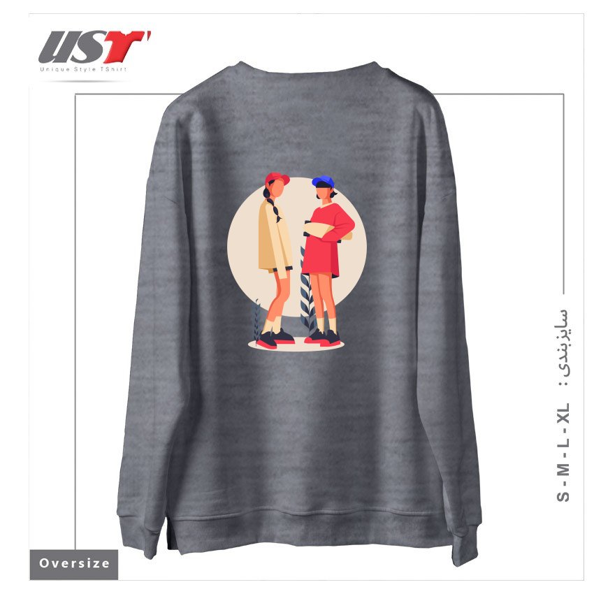 طرح Life Style19 سوییشرت اورسایزرنگ طوسی ملانژ