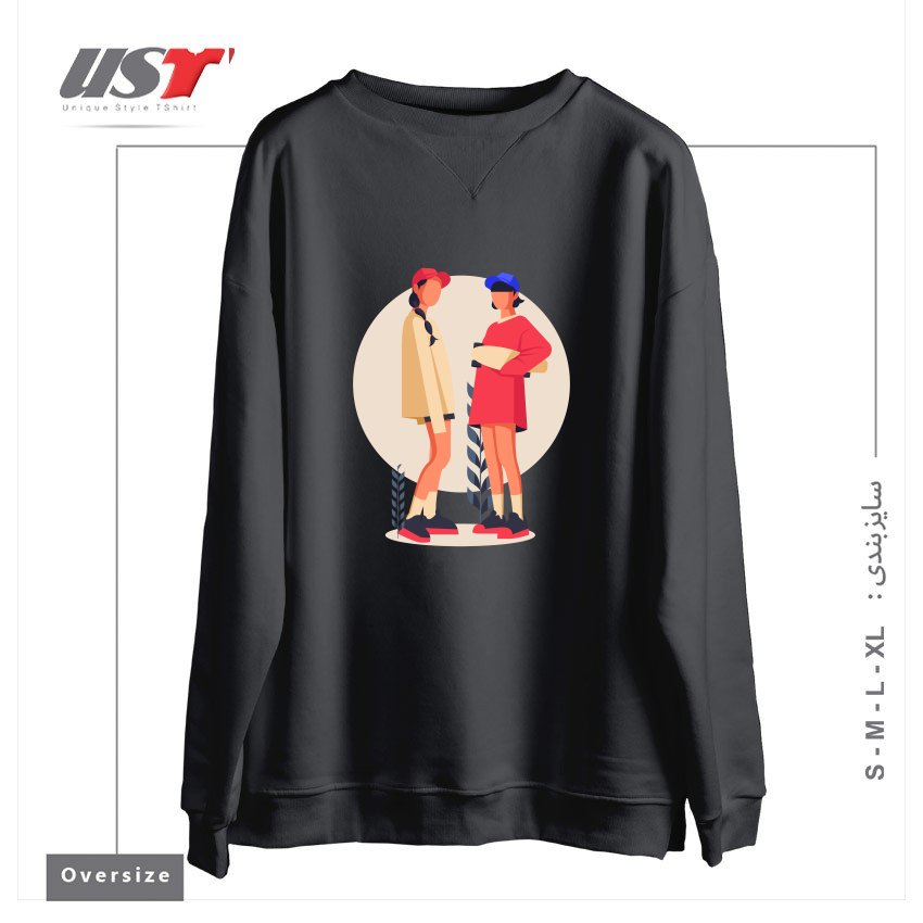 طرح Life Style19 سوییشرت اورسایزرنگ دودی