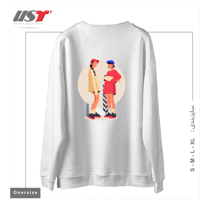 طرح Life Style19 سوییشرت اورسایزرنگ سفید