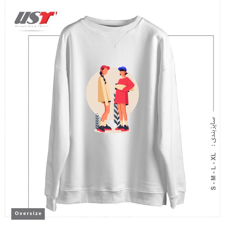 طرح Life Style19 سوییشرت اورسایزرنگ سفید