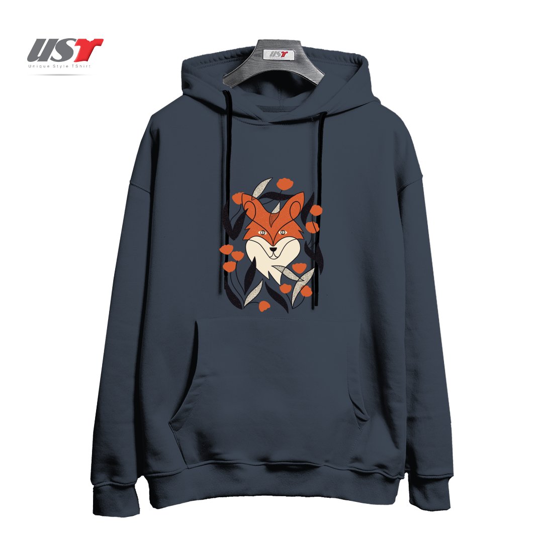 طرح FLORAL FOX هودی اورسایزرنگ دودی