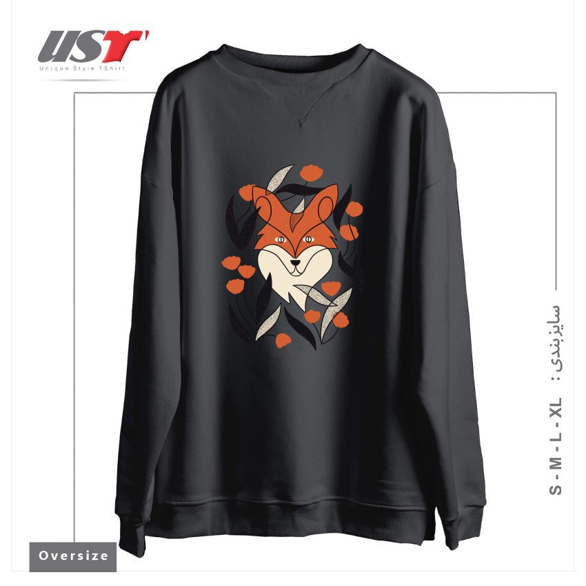 سوییشرت اورسایز طرح FLORAL FOX