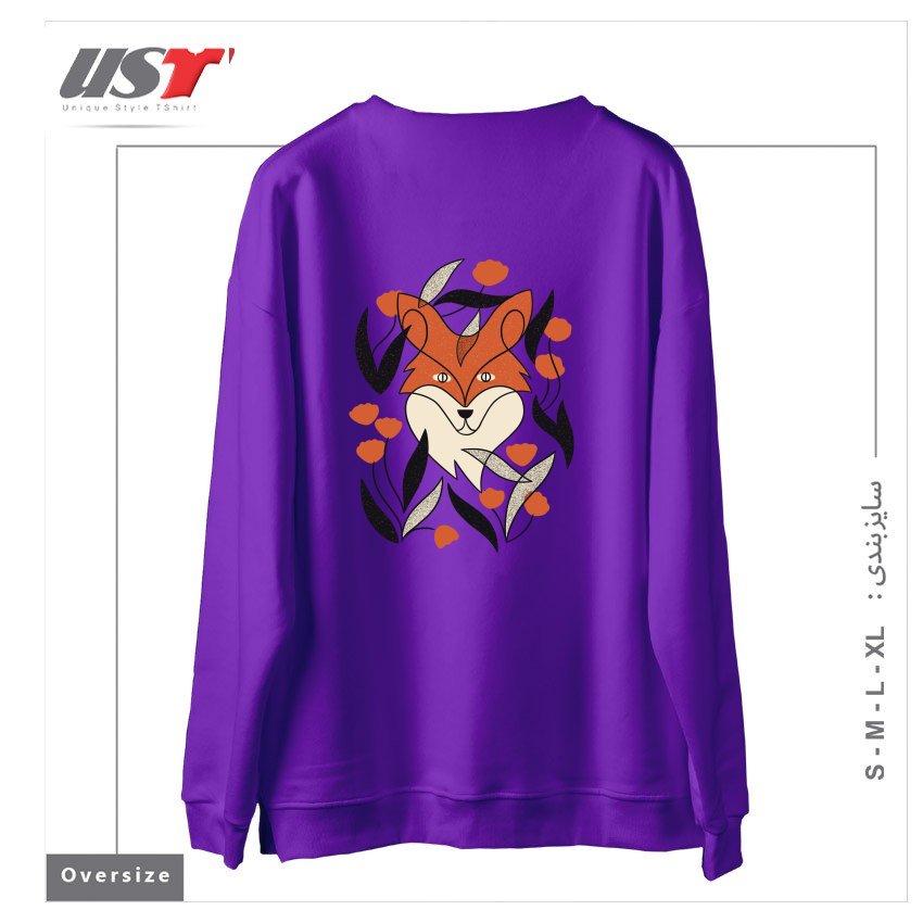 طرح FLORAL FOX سوییشرت اورسایزرنگ بنفش