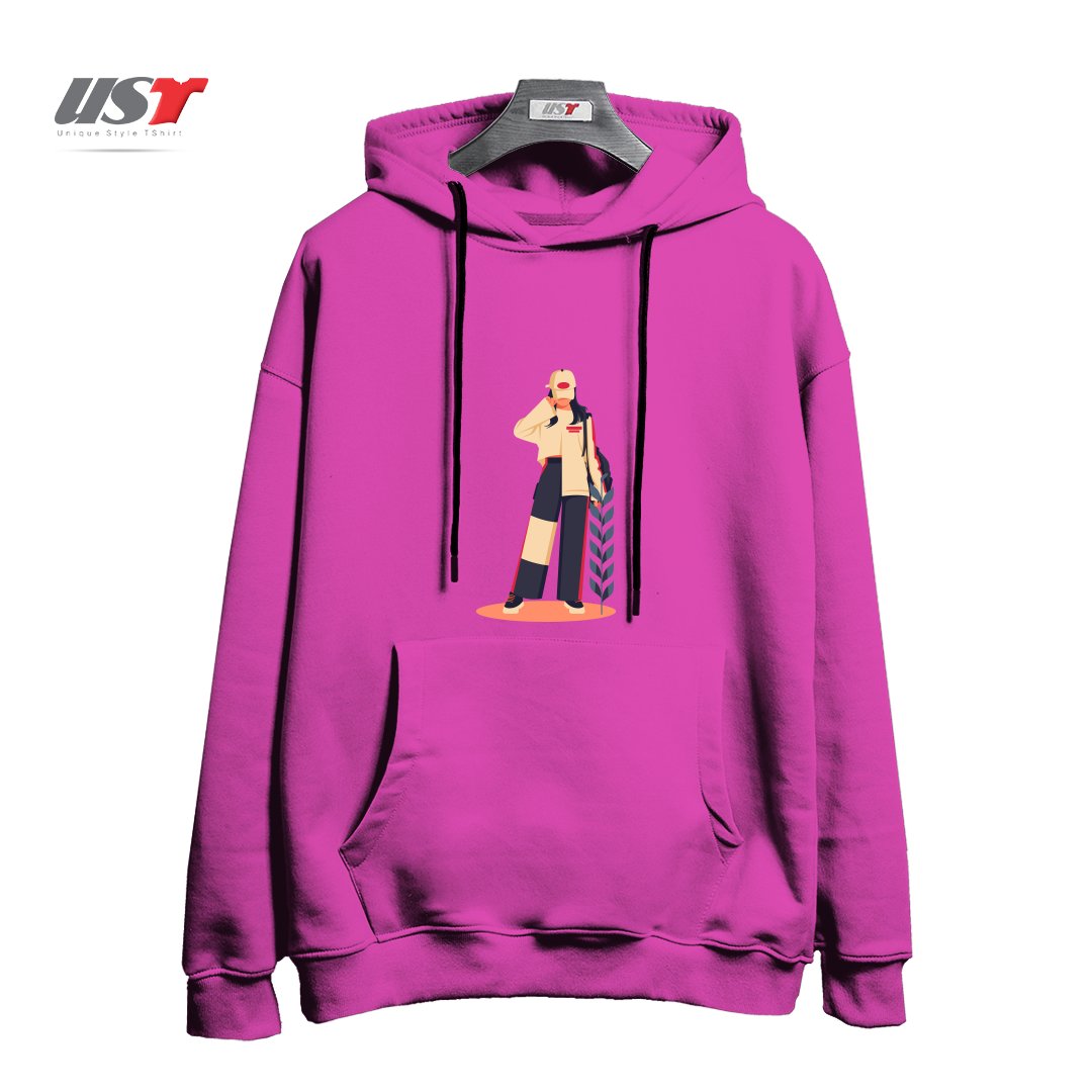 طرح Life Style20 هودی اورسایزرنگ صورتی