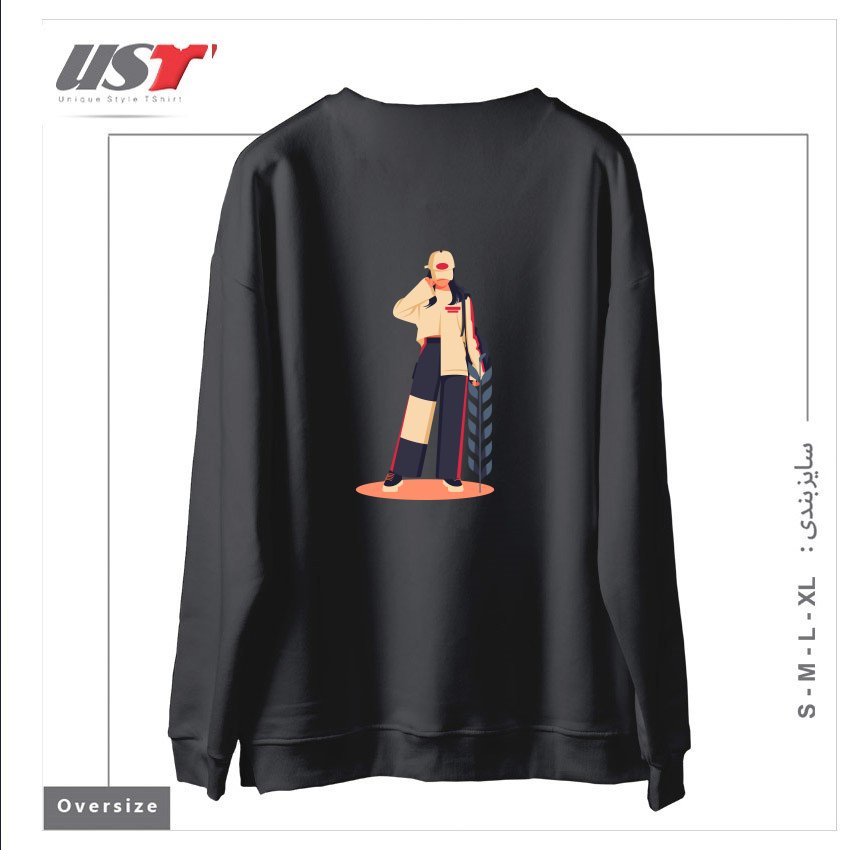 طرح Life Style20 سوییشرت اورسایزرنگ دودی