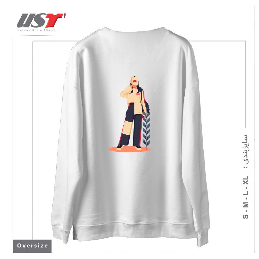 طرح Life Style20 سوییشرت اورسایزرنگ سفید