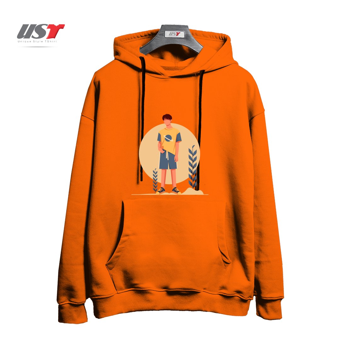 طرح Life Style22 هودی اورسایزرنگ نارنجی