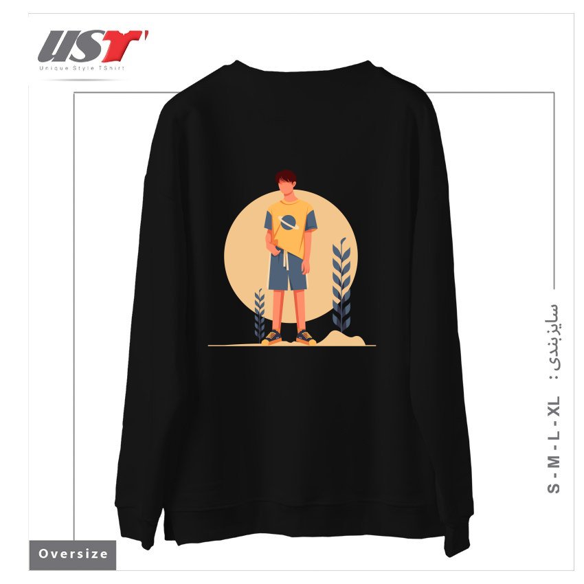 طرح Life Style22 سوییشرت اورسایزرنگ مشکی