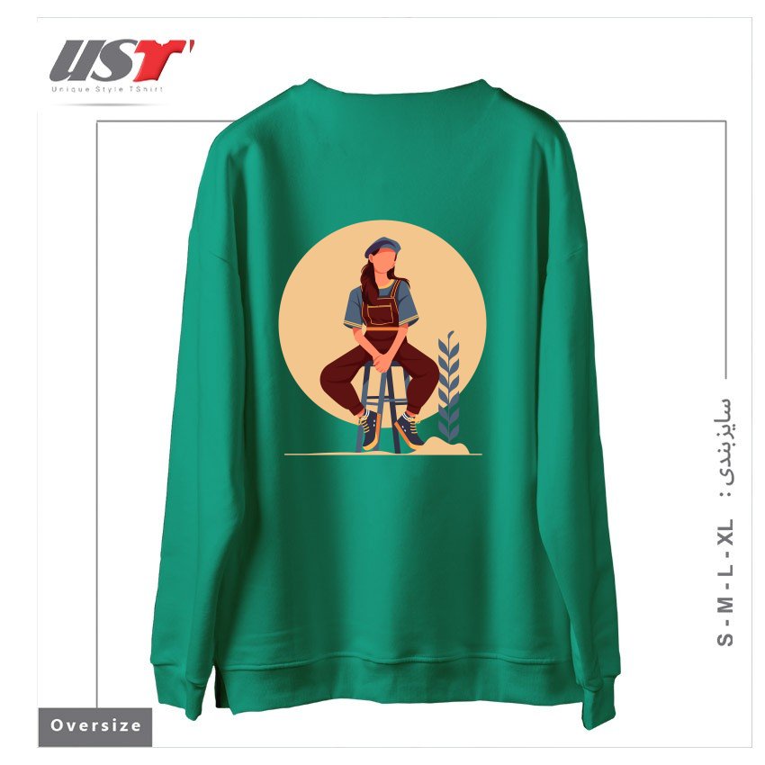 طرح Life Style23 سوییشرت اورسایزرنگ سبز سدری