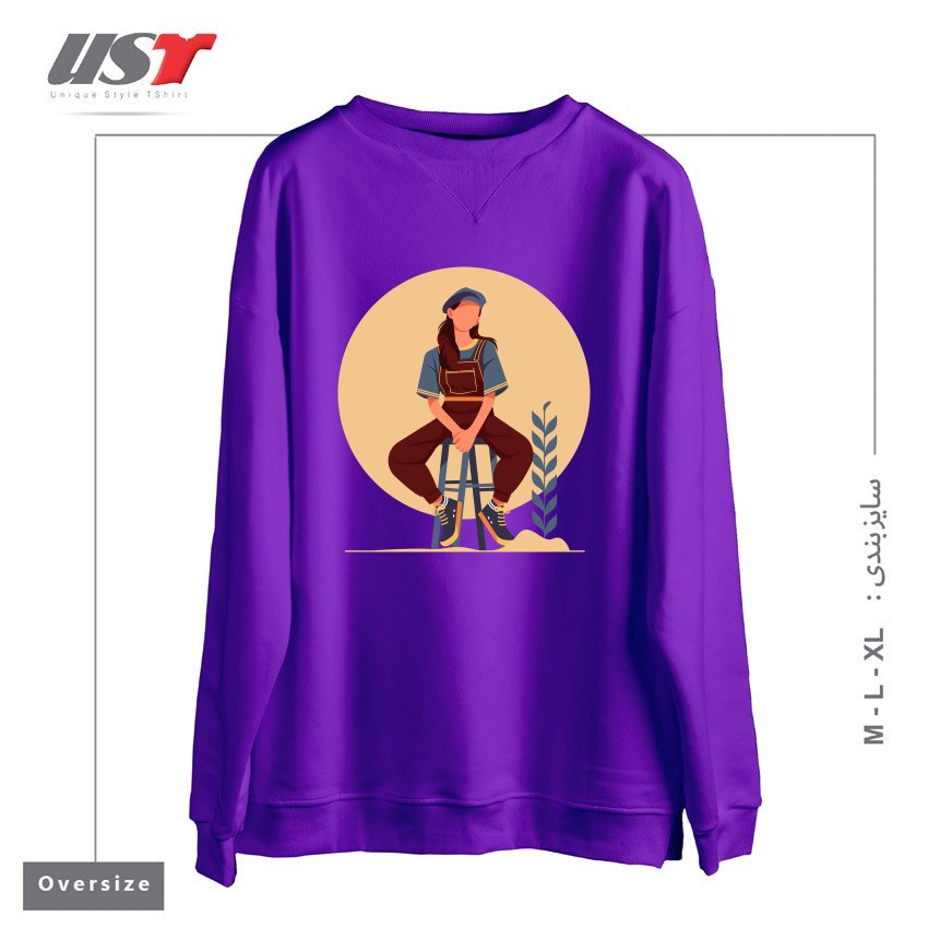 طرح Life Style23 سوییشرت اورسایزرنگ بنفش